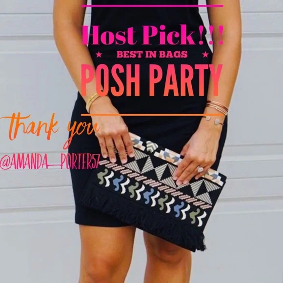 Stella & Dot | Black/Multi Embroidery Taj Clutch - Picture 9 of 10